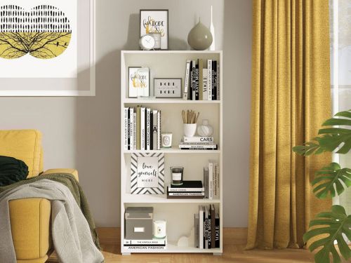 Libreria Bianco Opaco 3 Ripiani Installazione a Terra 70x24.5x142h cm, Sfumatura Colore Struttura Opaco - Prisco