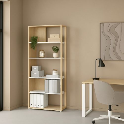 Libreria chic rovere e bianca 79x204h cm - MuGuiying
