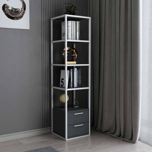 Libreria con 2 cassetti bianca e antracite 39x169h cm - Arsim