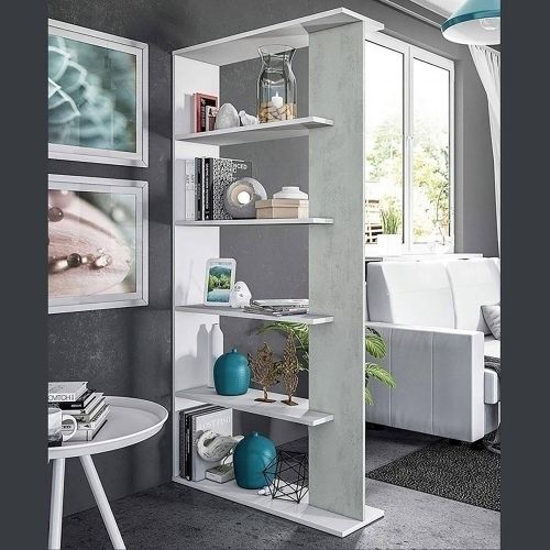 Libreria divisoria bianca e cemento 90x180h cm - Eolo