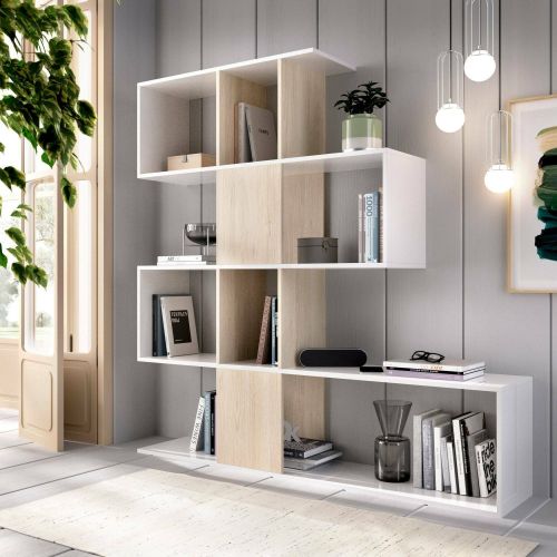 Libreria divisoria bianca lucida e rovere 145x145h cm - Ax
