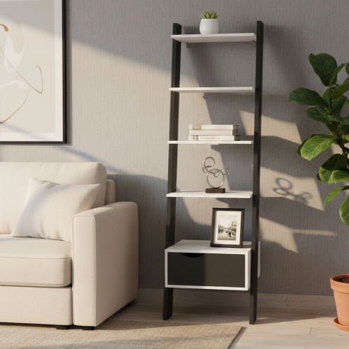 Libreria elegante bianca e nera 55x180h cm - Acascia