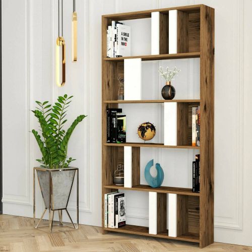 Libreria elegante noce e bianca 90x180h cm - Scapolita