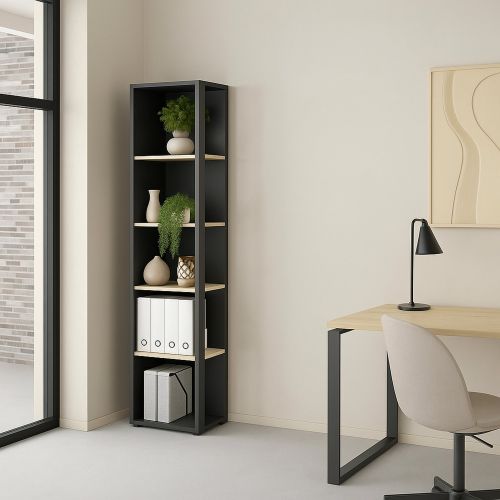 Libreria elegante rovere e grigia 40x204h cm - Baaz