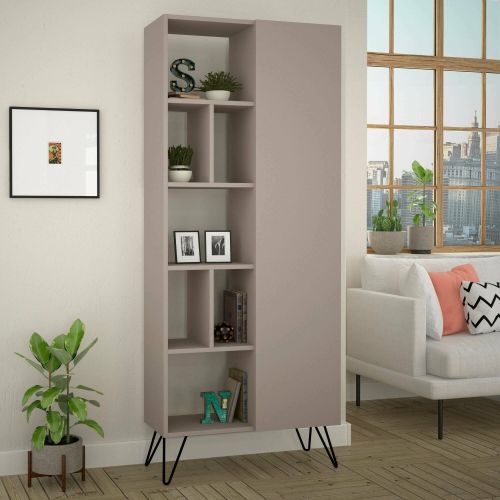 Libreria Gargoyle, Scaffale da ufficio, Mobile portalibri, Biblioteca, 79x32 h190 cm, Beige