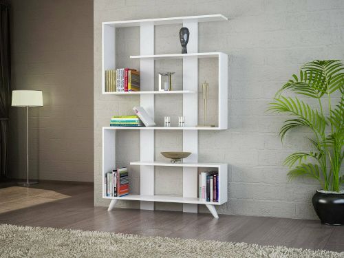 Libreria Gienah, Scaffale da ufficio, Mobile portalibri, Biblioteca, 120x20h162 cm, Bianco