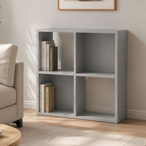 Libreria Grigio 2 Ripiani Installazione a Terra 61x30x61h cm, Struttura Verticale - Liha