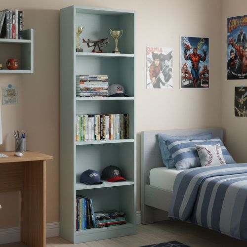 Libreria in legno verde acqua 52x180h cm - Artico