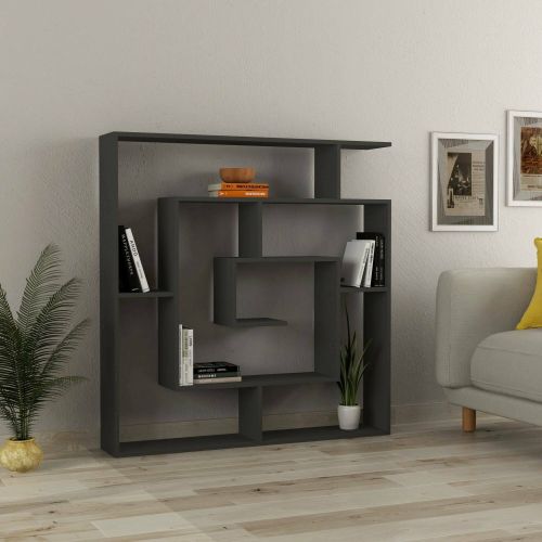 Libreria Kallisto, Scaffale da ufficio, Mobile portalibri, Biblioteca, 125x22 h129 cm, Antracite