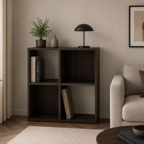 Libreria Marrone Noce 2 Ripiani Installazione a Terra 61x30x61h cm, Struttura Verticale - Liha
