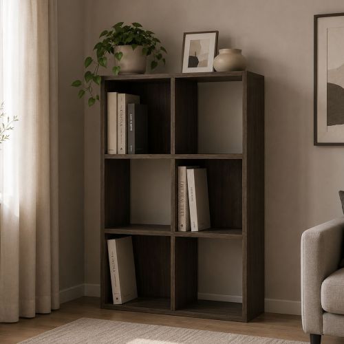 Libreria Marrone Noce 4 Ripiani Installazione a Terra 61x30x91h cm, Struttura Verticale - Lifasa