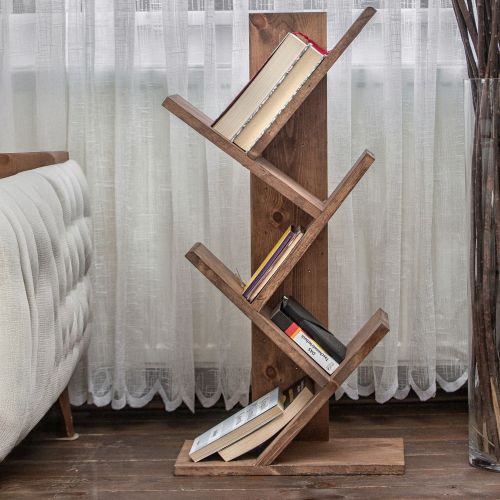 Libreria Marrone Noce 4 Ripiani Installazione Libera 35x18x90h cm, Struttura Verticale - Pedar