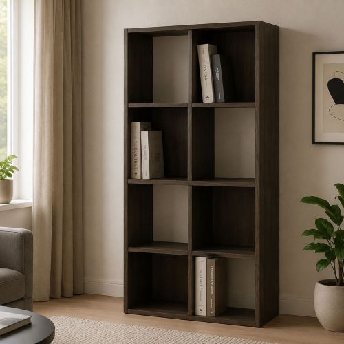 Libreria Marrone Noce 6 Ripiani Installazione a Terra 61x30x121h cm, Struttura Verticale - Lifatila