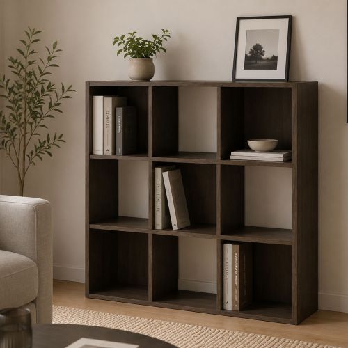 Libreria Marrone Noce 6 Ripiani Installazione a Terra 91x30x91h cm, Struttura Verticale - Liga