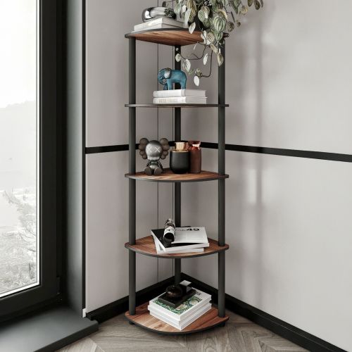 Libreria Marrone Noce Nero 4 Ripiani Installazione Libera 34x34x139h cm, Sfumatura Colore Struttura Noce - Sessanio