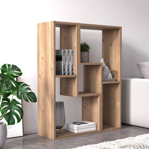 Libreria Marrone Quercia 4 Ripiani Portata Ripiani 5 130x50x25h cm, Sfumatura Colore Struttura Quercia
