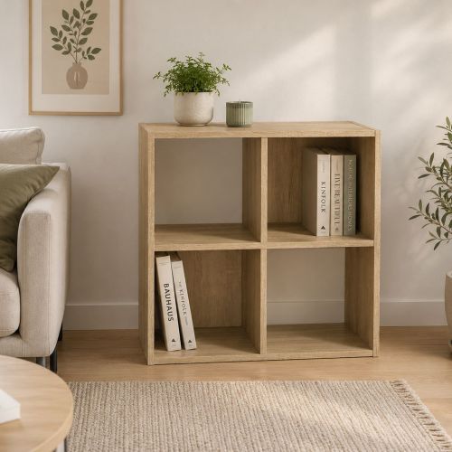 Libreria Marrone Rovere 2 Ripiani Installazione a Terra 61x30x61h cm, Struttura Verticale - Liha