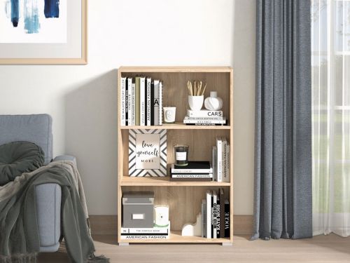 Libreria Marrone Rovere 2 Ripiani Installazione a Terra 70x24.5x107.5h cm, Sfumatura Colore Struttura Rovere - Moiano