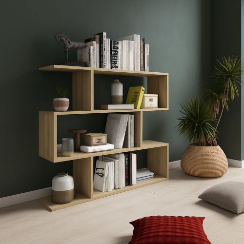 Libreria Marrone Rovere 3 Ripiani Installazione a Terra 110x25x96h cm, Sfumatura Colore Struttura Rovere - Terzolas