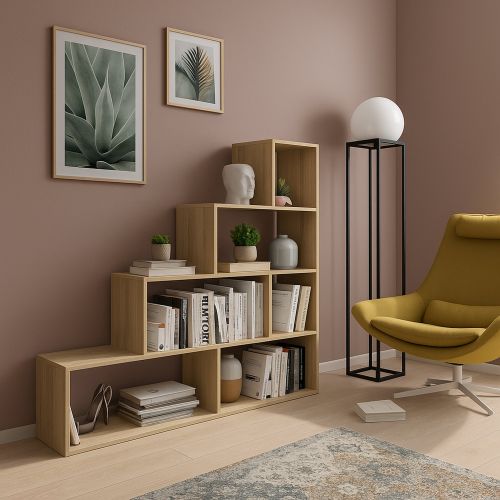 Libreria Marrone Rovere 3 Ripiani Installazione a Terra 145x28x143h cm, Sfumatura Colore Struttura Rovere - Serole