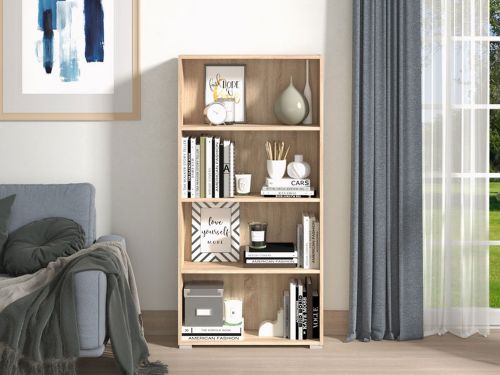 Libreria Marrone Rovere 3 Ripiani Installazione a Terra 70x24.5x142h cm, Sfumatura Colore Struttura Rovere - Prisco