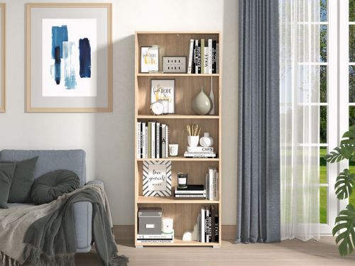 Libreria Marrone Rovere 4 Ripiani Installazione a Terra 70x24.5x176.5h cm, Sfumatura Colore Struttura Rovere - Urgnano