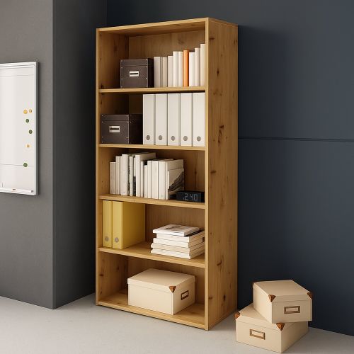 Libreria Marrone Rovere 4 Ripiani Installazione a Terra 79x34x188h cm, Struttura Mobile Verticale - Brugnera