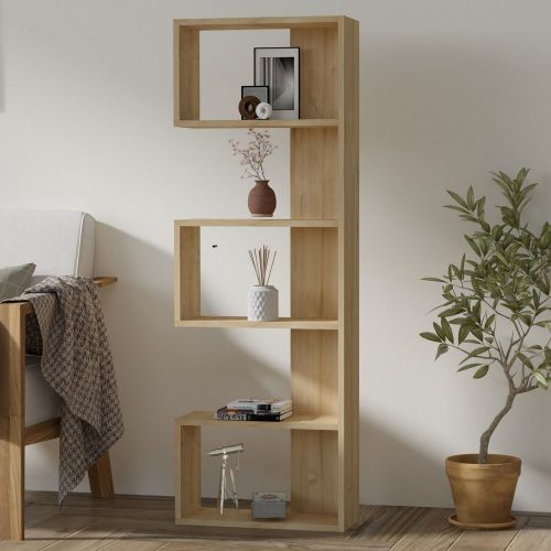 Libreria Marrone Rovere 4 Ripiani Installazione Libera 52x19x150h cm, Struttura Verticale - Nave
