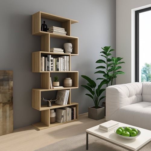Libreria Marrone Rovere 5 Ripiani Installazione a Terra 80x25x191h cm, Sfumatura Colore Struttura Rovere - Clisi