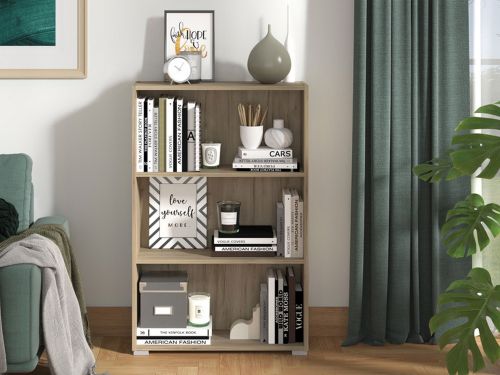 Libreria Marrone Rovere Grigio 2 Ripiani Installazione a Terra 70x24.5x107.5h cm, Sfumatura Colore Struttura Rovere Grigio - Moiano