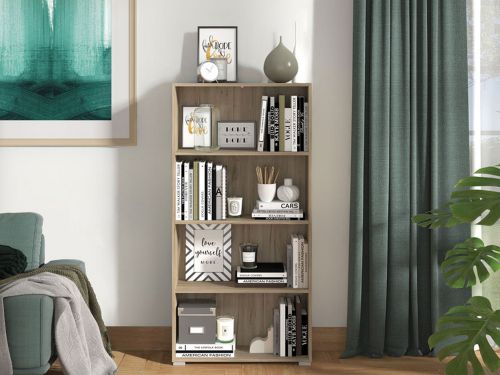 Libreria Marrone Rovere Grigio 3 Ripiani Installazione a Terra 70x24.5x142h cm, Sfumatura Colore Struttura Rovere Grigio - Prisco