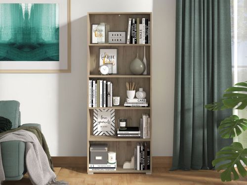 Libreria Marrone Rovere Grigio 4 Ripiani Installazione a Terra 70x24.5x176.5h cm, Sfumatura Colore Struttura Rovere Grigio - Urgnano