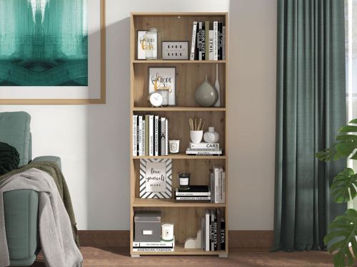 Libreria Marrone Rovere Nodi 4 Ripiani Installazione a Terra 70x24.5x176.5h cm, Sfumatura Colore Struttura Rovere Nodi - Urgnano