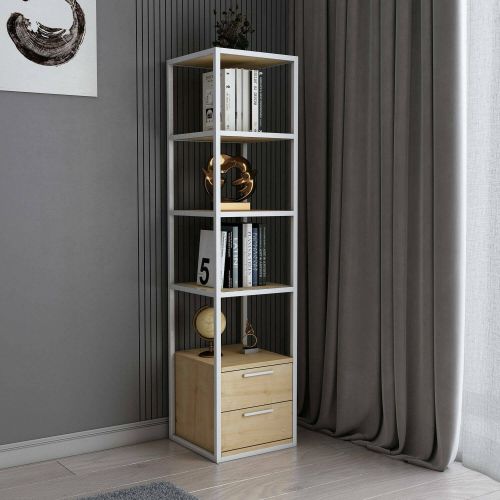 Libreria minimal bianca e rovere 39x169h cm - Arsim