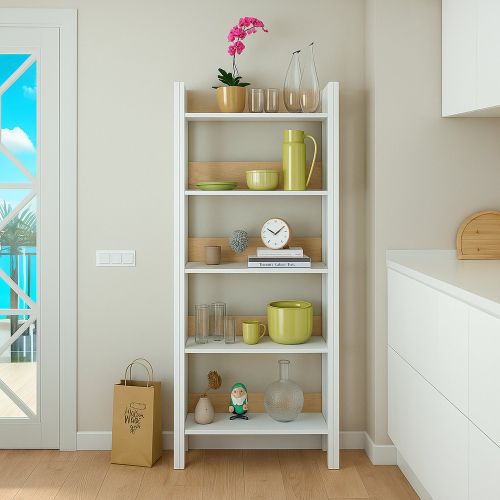 Libreria moderna bianca lucida e rovere 57x170h cm - Haruki