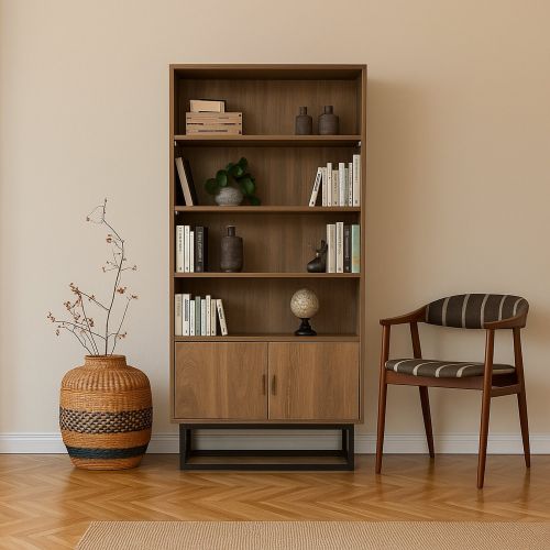 Libreria moderna noce e nera 80x182h cm - Morgana