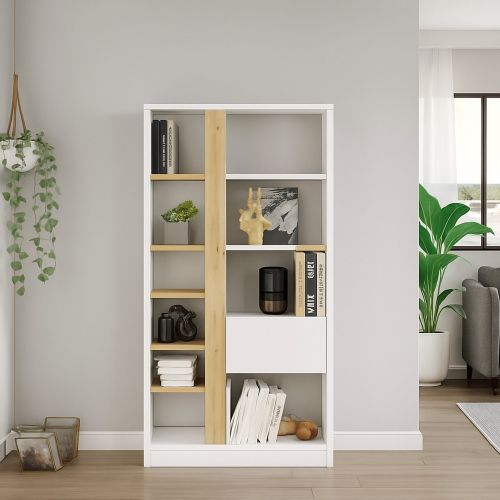 Libreria moderna quercia e bianca 75x160h cm - Bedulita