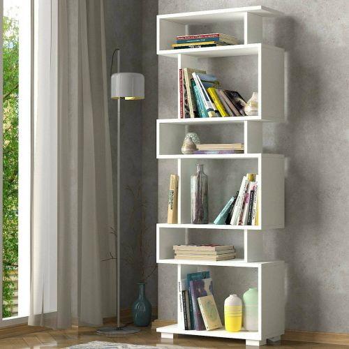 Libreria Panopea, Scaffale da ufficio, Mobile portalibri, Biblioteca, 60x20h165 cm, Bianco