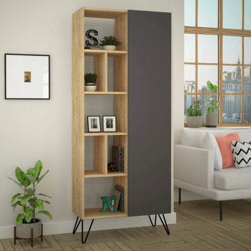 Libreria rialzata quercia e antracite 79x190h cm - Lince