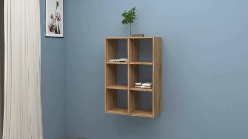Libreria Rodrigo, Mobile con ripiani, Biblioteca da ufficio, 100% Made in Italy, Rovere, cm 60x25h90