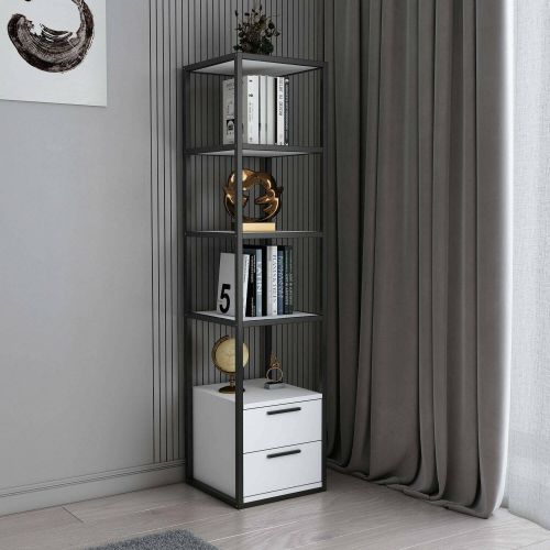 Libreria salvaspazio bianca e nera 39x169h cm - Arsim