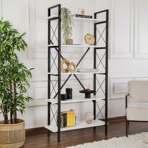 Libreria salvaspazio bianca e nera 90x180h cm - Suriel