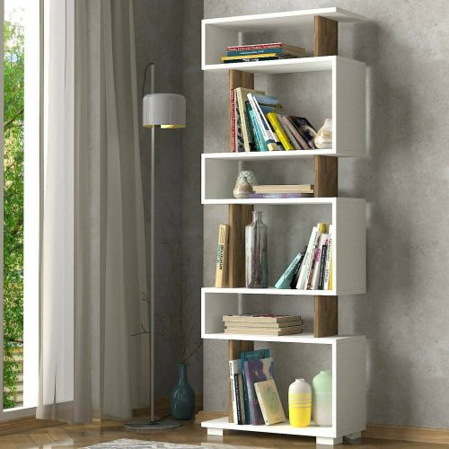 Libreria salvaspazio bianca e noce 60x165h cm - Doralice