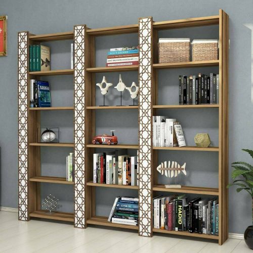 Libreria salvaspazio noce e bianca 184x170h cm - Vele