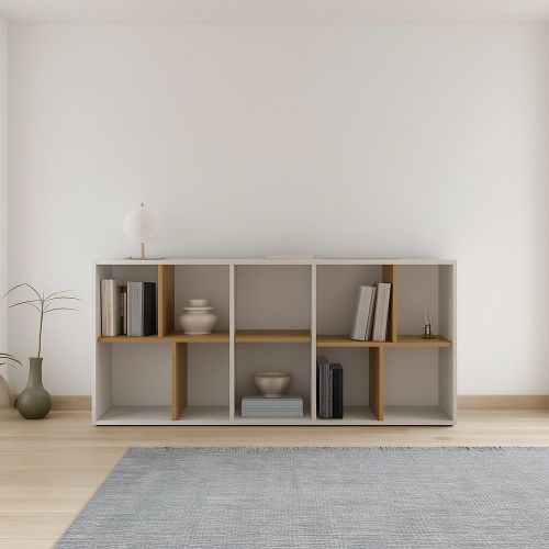 Libreria salvaspazio rovere e bianca 77x182h cm - Nisha