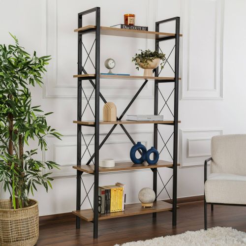 Libreria Suriel, 90x34 h180 cm, Noce e Nero