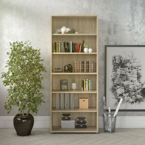 Libreria Suzanna, Scaffale da ufficio, Mobile portalibri, Biblioteca, 89x40 h222 cm, Quercia
