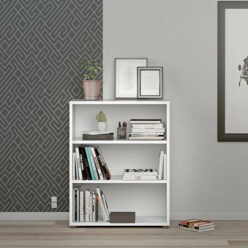 Libreria Sybille, Scaffale da ufficio, Mobile portalibri, Biblioteca, 89x40 h113 cm, Bianco