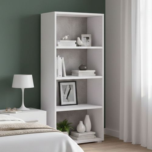 Libreria verticale bianca e cemento 60x130h cm - Aky