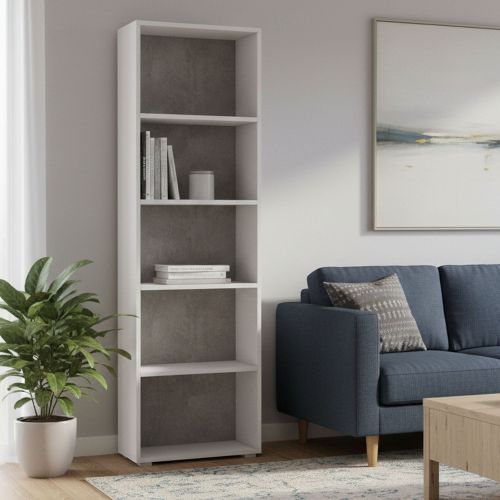 Libreria verticale bianca e cemento 60x195h cm - Allevien